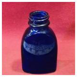 Cobalt Blue Glass Bottle (Vintage) (4" Tall)