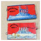 Lot Of 2 American Navy Tin Tobacco Tags