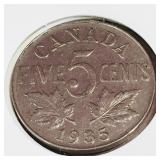 1935 Canadian 5 Cent Coin