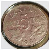 1931 Canadian 5 Cent Coin