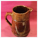 Pottery Water Pitcher (Vintage) (7 1/4" Tall)