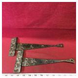 Pair Of Hand Forged Iron Hinges (Antique)