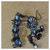 Pair Of Blue Rhinestone Earrings