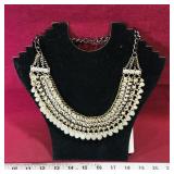 Ladies Woven Chain Choker Necklace With Stones