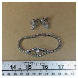 Rhinestone Bracelet & Earrings Set