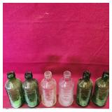 Lot Of 6 Embossed Glass Beverage Bottles (Vintage)
