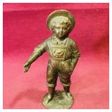Bronzed Cast Metal Farm Boy Figurine (Antique)