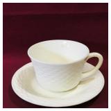 Milk Glass Teacup & Saucer (Vintage)