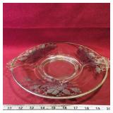 Handled Etched Glass Serving Plate (13")