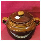 Pottery Bean Crock (Vintage) (6" x 8")