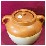 Pottery Bean Crock (Vintage) (6 1/2" x 8 1/2")