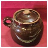 Pottery Bean Crock (Vintage) (6" x 7")