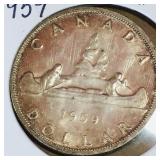 Silver 1959 Canadian Dollar Coin
