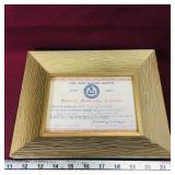1964 L.O.B.A. Honorary Membership Certificate