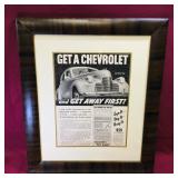 Framed 1940 Chevrolet Sports Sedan Advertisement