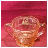 Pink Depression Glass Handled Sugar Dish