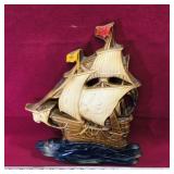 Nautical Ship Chalkware Wall Decoration (Vintage)