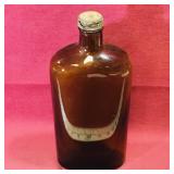 Large Amber Glass Bottle (Vintage) (10" Tall)