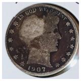 Silver 1907 US Half-Dollar Coin
