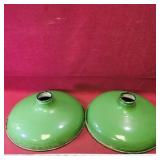 Pair Of Enamelled Gas Station Light Covers
