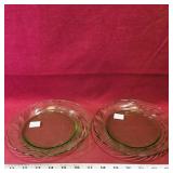 Pair Of Green Glass Dining Plates (Vintage)