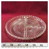 Divided Glass Dish (Vintage) (1" x 7 1/4")