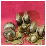 Lot Of 3 Corner Hutch Wooden Casters (Antique)