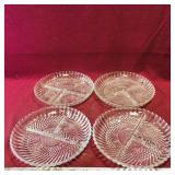 Set Of 4 Divided Glass Plates (Vintage)