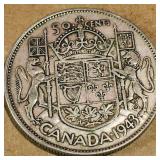 Silver 1943 Canadian 50 Cent Coin