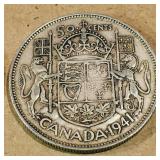 Silver 1941 Canadian 50 Cent Coin