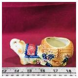 Ceramic Elephant & Cart Planter (Vintage)