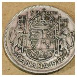 Silver 1942 Canadian 50 Cent Coin