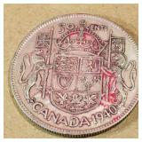 Silver 1940 Canadian 50 Cent Coin