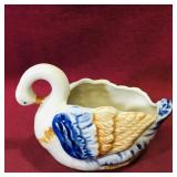 Ceramic Swan Planter (Vintage) (Made In Japan)