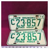 Matching 1974 New Brunswick License Plates