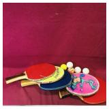 Lot Of 5 Ping Pong Paddles / Balls