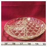 Divided Glass Dish (Vintage) (1" x 7 1/4")