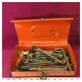 Metal Toolbox With Assorted Wrenches