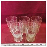 Set Of 5 Sunflower Pattern Drinking Glasses