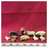 Metal Farmer & Farm Animal Toys (Antique) (Small)