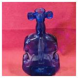 Coblat Blue Glass Violin Bottle (8 1/4" Tall)