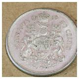 Silver 1960 Canadian 50 Cent Coin