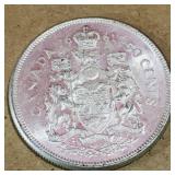 Silver 1961 Canadian 50 Cent Coin