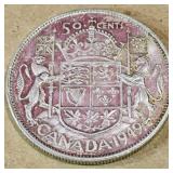 Silver 1949 Canadian 50 Cent Coin