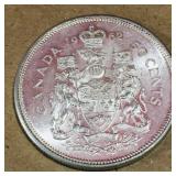 Silver 1962 Canadian 50 Cent Coin