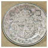 Silver 1951 Canadian 50 Cent Coin