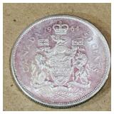Silver 1964 Canadian 50 Cent Coin