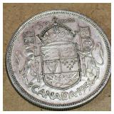 Silver 1956 Canadian 50 Cent Coin