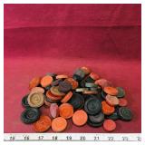 Lot Of Assorted Wooden Checkers Game Pieces