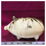 Pottery Piggy Bank (Antique) (3 1/2" x 7" x 3")